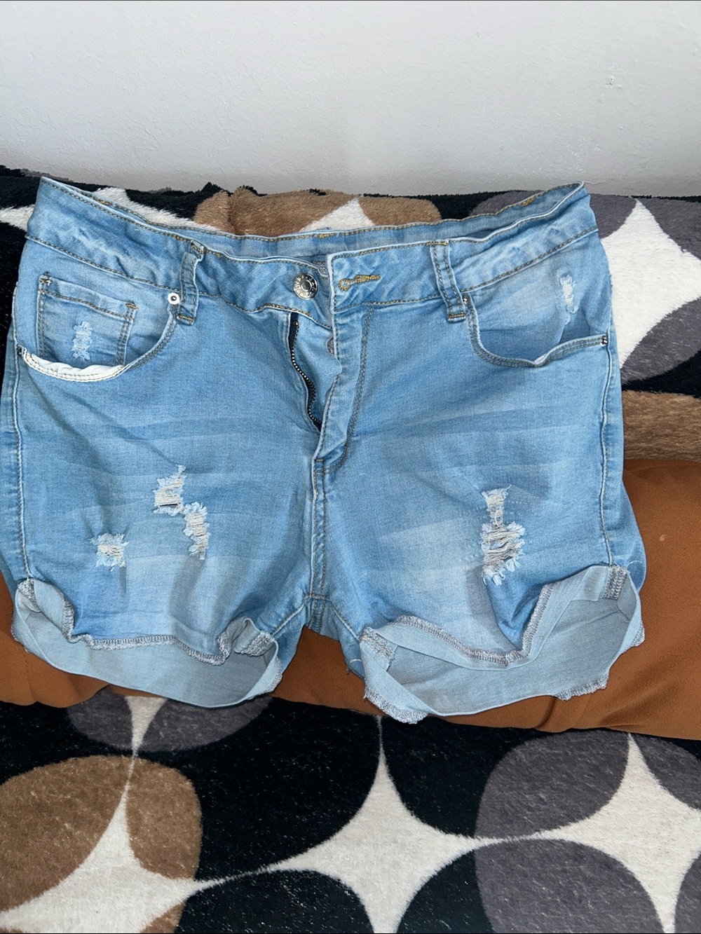 Light Blue Distressed Denim Women's Shorts
